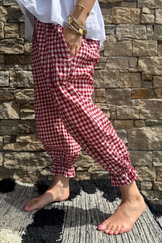 Nonni Gingham Bloomer Pant Sangria